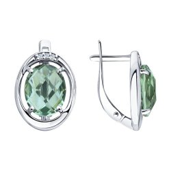 Серьги из серебра с кварцем и фианитами (Арт.92022007)