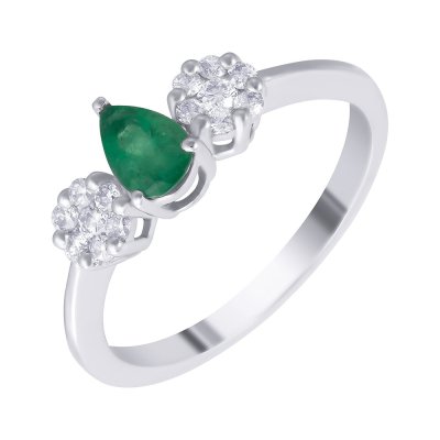 Кольцо из белого золота с бриллиантом и изумрудом (Арт.mr89654-wd-em_ko_em_wg)