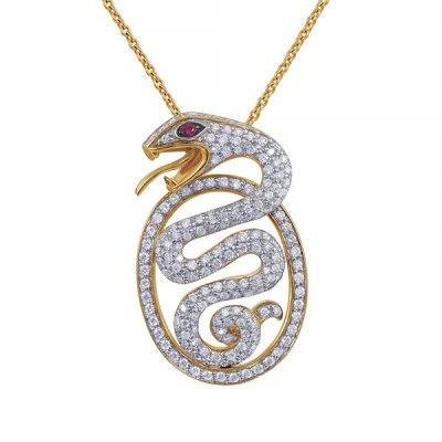 Цепь из золота с бриллиантом и рубином (Арт.ns31838a014yb001_ru_yg)