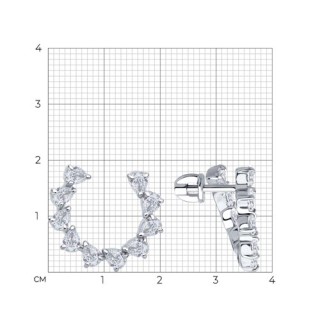 Серьги из серебра с фианитами «Созвездие Сердец» Соколов (арт.9402)