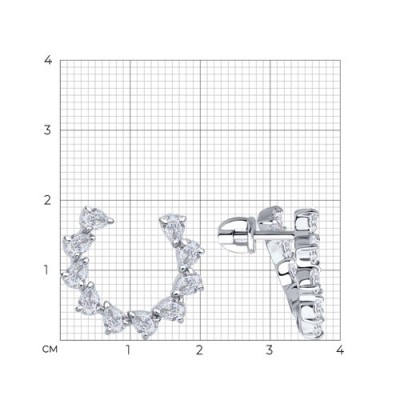 Серьги из серебра с фианитами «Созвездие Сердец» Соколов (арт.9402)