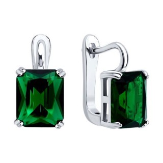 Серьги из серебра с фианитами «Изумрудный Блеск» Соколов (арт.9402)