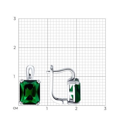 Серьги из серебра с фианитами «Изумрудный Блеск» Соколов (арт.9402)