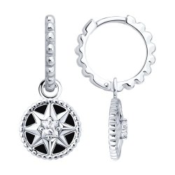 Серьги из серебра с фианитами и эмалью (Арт.94027312)