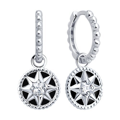 Серьги из серебра с фианитами и эмалью (Арт.94027312)