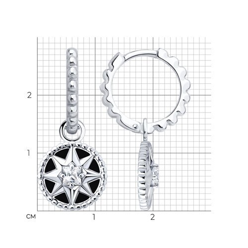 Серьги из серебра с фианитами и эмалью (Арт.94027312)