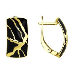 Серьги из золочёного серебра с эмалью (Арт.93022408)