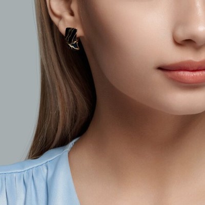 Серьги серебряные с эмалью «Ночная Лава» Соколов (арт.93022408)