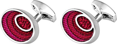 Запонки из ювелирного сплава с кристаллом и эмалью (Арт.cl1363)