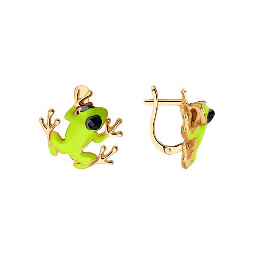 Серьги из золочёного серебра с эмалью (Арт.93020862)