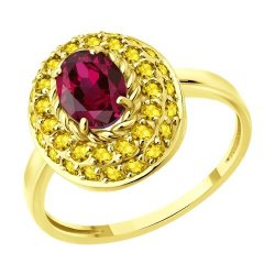Кольцо из желтого золота с рубином и сапфирами (Арт.4010781-2)