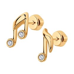 Серьги из золочёного серебра с фианитами (Арт.93021101)