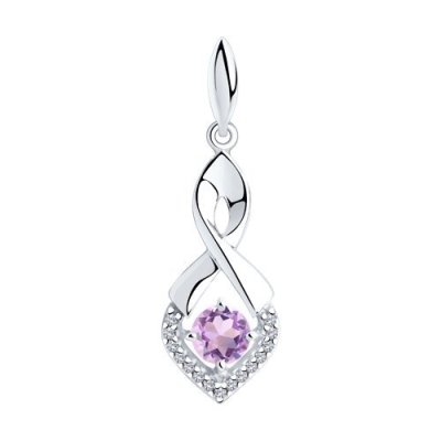 Подвеска из серебра с аметистом и фианитами (Арт.94-330-00380-3)
