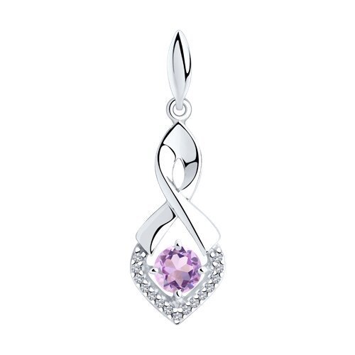 Подвеска из серебра с аметистом и фианитами (Арт.94-330-00380-3)