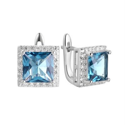 Серьги из серебра с ситаллом и фианитом (Арт.pd-e00760-x-w-lbs-x-w)
