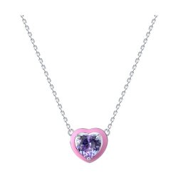 Колье из серебра с фианитом и эмалью (Арт.94071251)