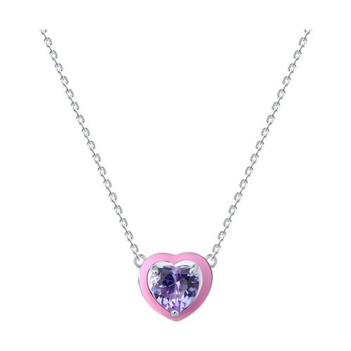 Колье из серебра с фианитом и эмалью (Арт.94071251)