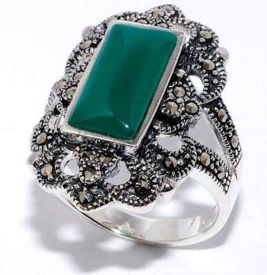 Кольцо Серебряные крылья (Арт.21391112496e_agat_markazit)