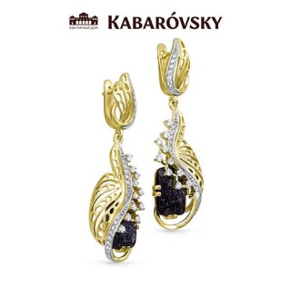 Серьги серебро с авантюрином «Вечерний вихрь» Kabarovsky (арт.12-033-1387)