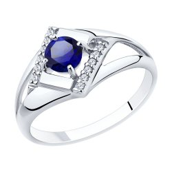 Кольцо из серебра с корундом и фианитами (Арт.94-310-00350-1)