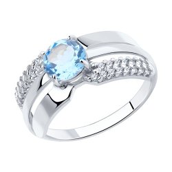 Кольцо из серебра с топазом и фианитами (Арт.94-310-00794-1)