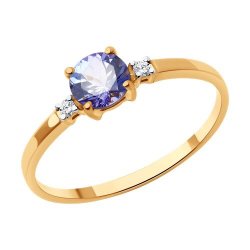Кольцо из золота с бриллиантами и танзанитом (Арт.51-210-02297-2)