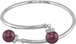 Браслет из серебра с жемчугом и кристаллом swarovski (Арт.abb-4-10-18-s)
