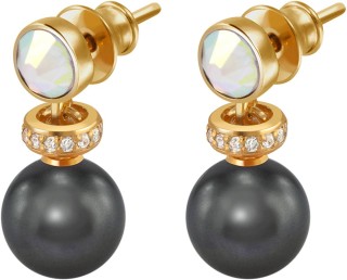 Серьги серебряные с жемчугом и куб. цирконием «Pearl Kiss» Rivoli (арт.ABS-3-8-32-G)