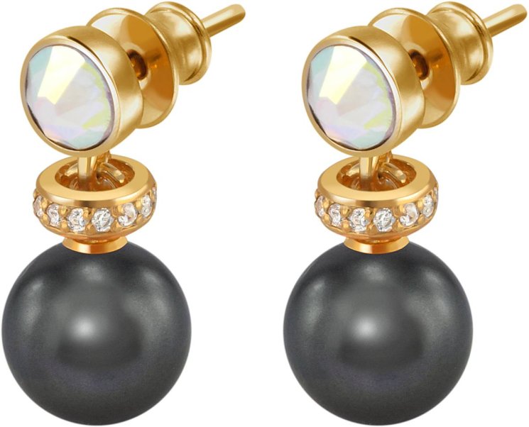 Серьги из серебра с жемчугом и кристаллом swarovski (Арт.abs-3-8-32-g)
