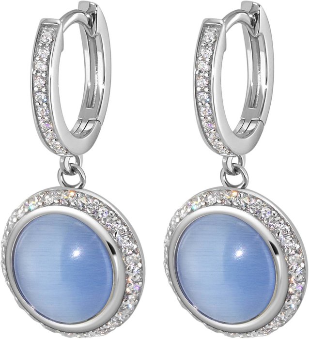 Серьги из серебра с кошачим глазом и куб. цирконием (Арт.fgs-2-10-h-28-s)