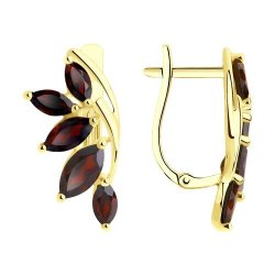 Серьги золотые пробы 585 с гранатом (Арт.727192-2) Серьги золотые пробы 585 с гранатом (Арт.727192-2)