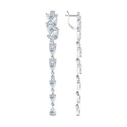 Серьги длинные из серебра с фианитами (Арт.94022375)