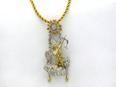 Кулон золотой с бриллиантами и эмалью «UNIQUE PIECE» Estet (арт.01П684671ЭL)