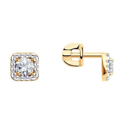 Серьги-пусеты из золота с фианитами (Арт.026616)