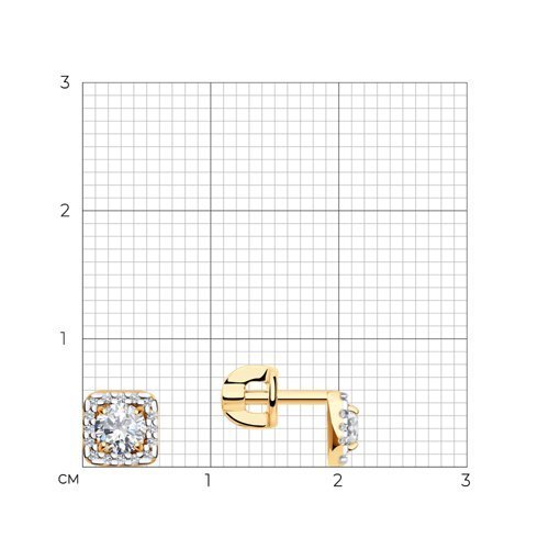 Серьги-пусеты из золота с фианитами (Арт.026616)