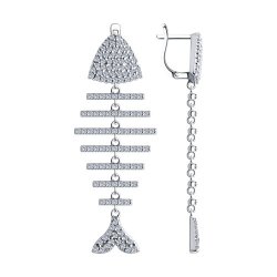 Серьги из серебра с фианитами (Арт.94025723)