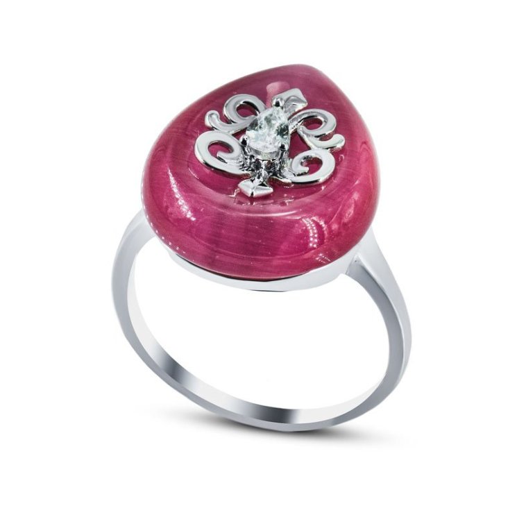Кольцо Серебряные крылья (Арт.21sr000802c-1hs-31-96_koshachiiglaz_kubcirkonii_60)