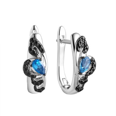 Серьги из серебра с топазом (Арт.cz-e01418-x-wb-lb-x-b)