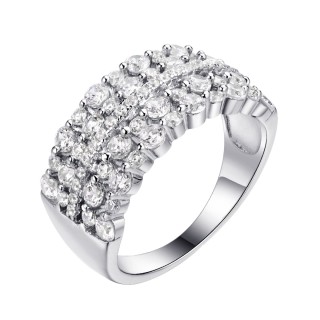 Кольцо серебряное с фианитами «Trendy Shine» Fresh Jewelry (арт.CZ-R00640-X-W-X-X-W)