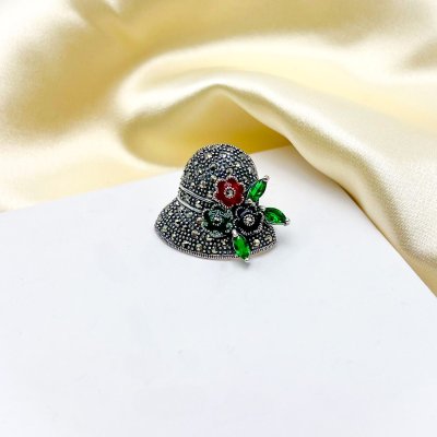 Брошь Серебряные крылья (Арт.08392617e_kubcirkonii_jemal_markazit)