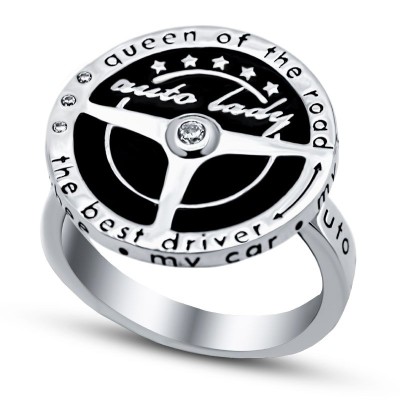 Кольцо серебро с куб. цирконием и эмалью «Silver Wheels Auto Lady» Myjewels (арт.21w002w-148)