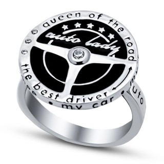 Кольцо серебро с куб. цирконием и эмалью «Silver Wheels Auto Lady» Myjewels (арт.21w002w-148)