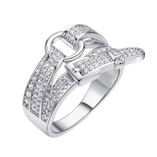 Кольцо серебряное с фианитами «Trendy Buckle» Fresh Jewelry (арт.MP-R00843-X-W-X-X-W)