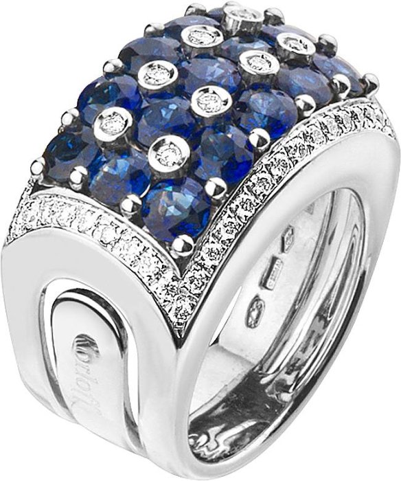 Кольцо из белого золота с бриллиантом и сапфиром (Арт.3393a7)