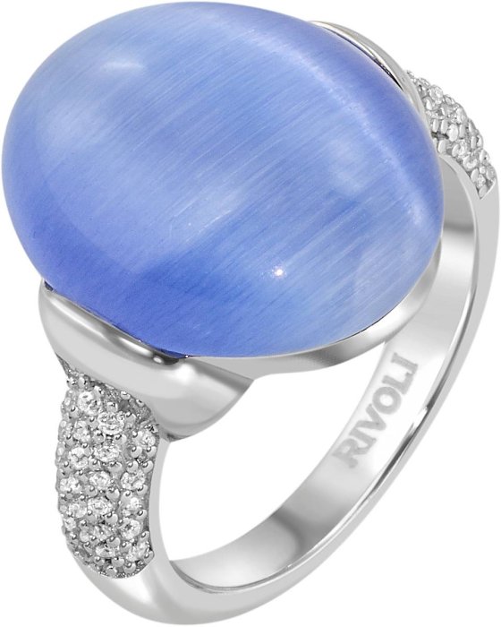 Кольцо из серебра с кошачим глазом и куб. цирконием (Арт.for-2-h-28-s)