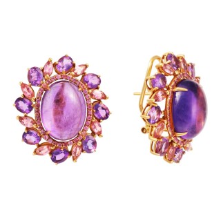 Серьги золото с аметистом, турмалином и сапфиром «Pink Aurora» MY JEWELS (арт.E02386K_SR_PS_AM_TU_PINK)