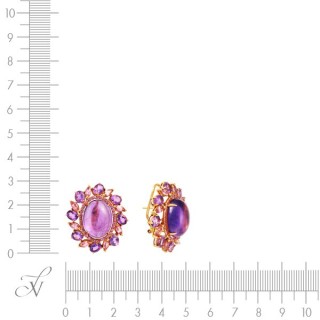 Серьги золото с аметистом, турмалином и сапфиром «Pink Aurora» MY JEWELS (арт.E02386K_SR_PS_AM_TU_PINK)