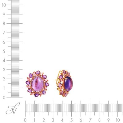 Серьги золото с аметистом, турмалином и сапфиром «Pink Aurora» MY JEWELS (арт.E02386K_SR_PS_AM_TU_PINK)