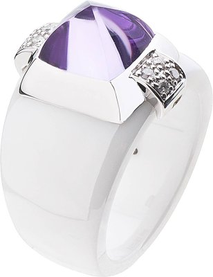 Кольцо из белого золота с аметистом и бриллиантом (Арт.ti016gcab)