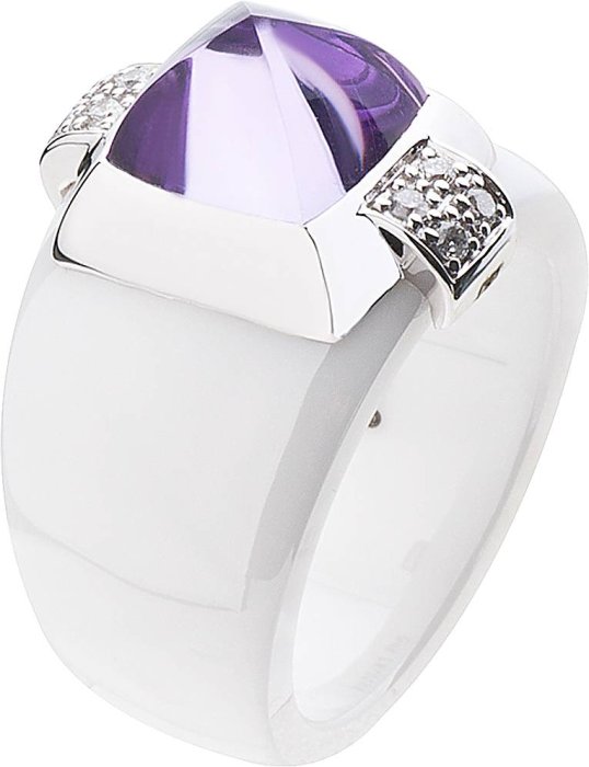 Кольцо из белого золота с аметистом и бриллиантом (Арт.ti016gcab)